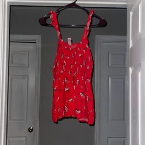 Red floral tank top